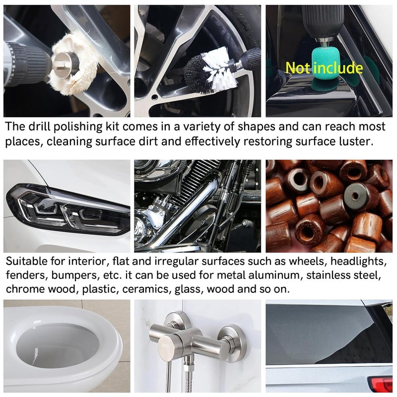 Unicaravan Aluminum Wheel Polishing Kit for Drill Buffing Wheel for Car Motorcycle Wheel Rim Manifold Polishing for Stainless Steel Chrome Wood Plastic Ceramic Glass Woods Machine Jewelry etc 21PCS - Image 5